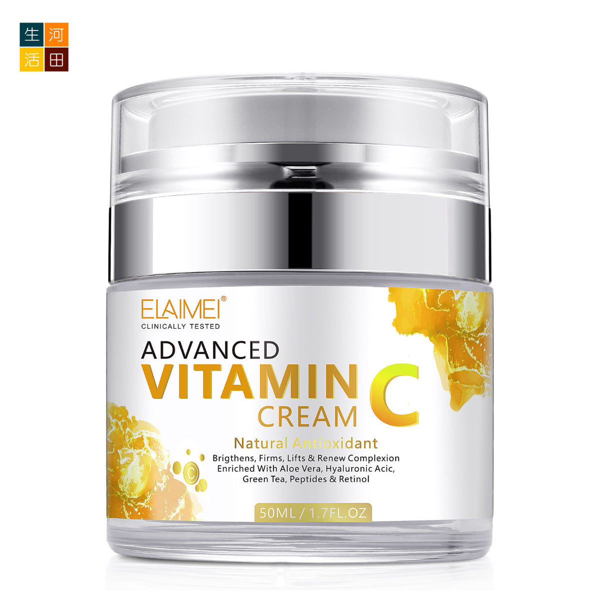 ELAIMEI維他命VC乳霜(50ML)│滋潤保濕│清爽不油膩│提亮肌膚│維C乳霜