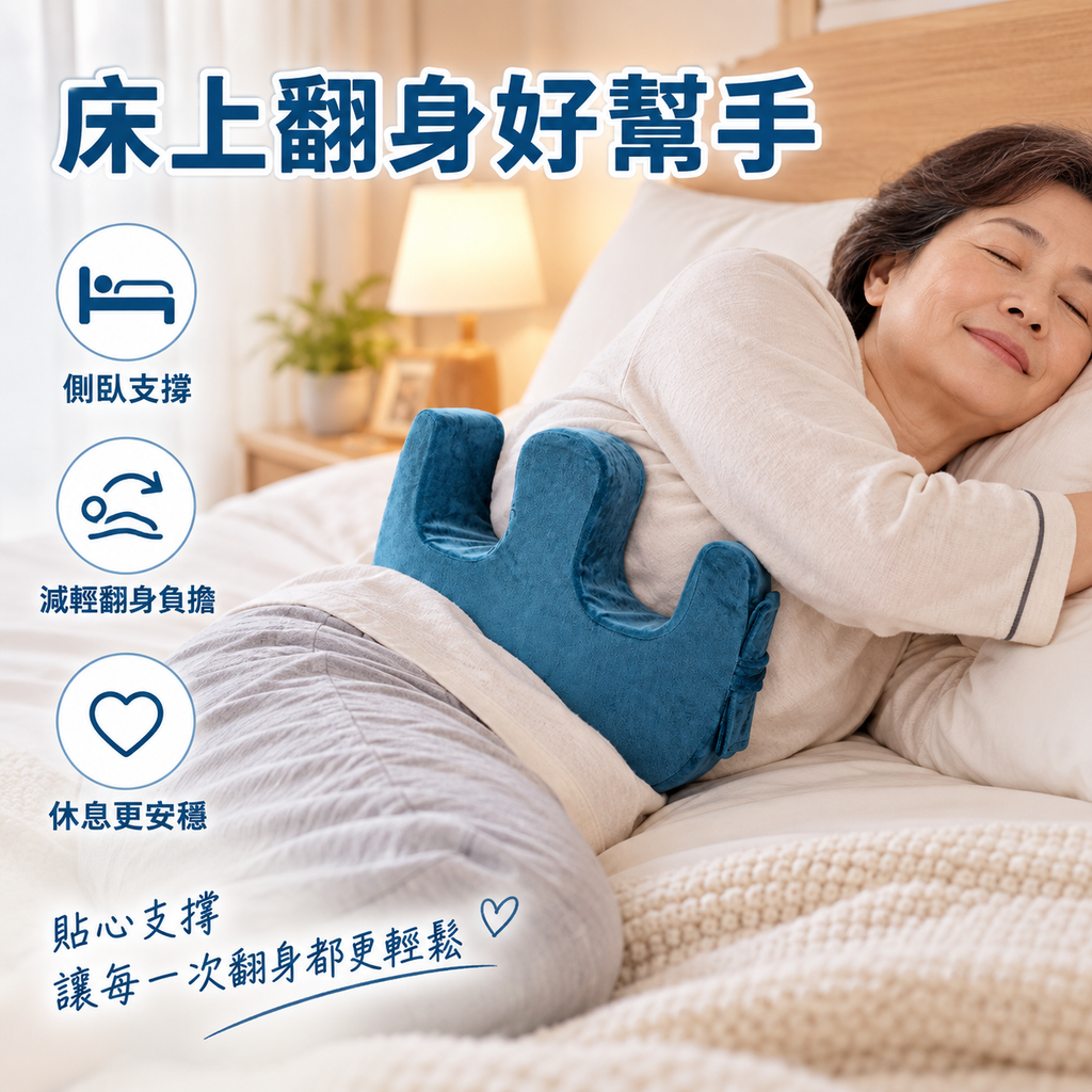 山型絨布翻身輔助器 帶有魔術貼綁帶 | 老人臥床/行動不便病人護理用品 | 防止肌肉萎縮 轉向擦身用