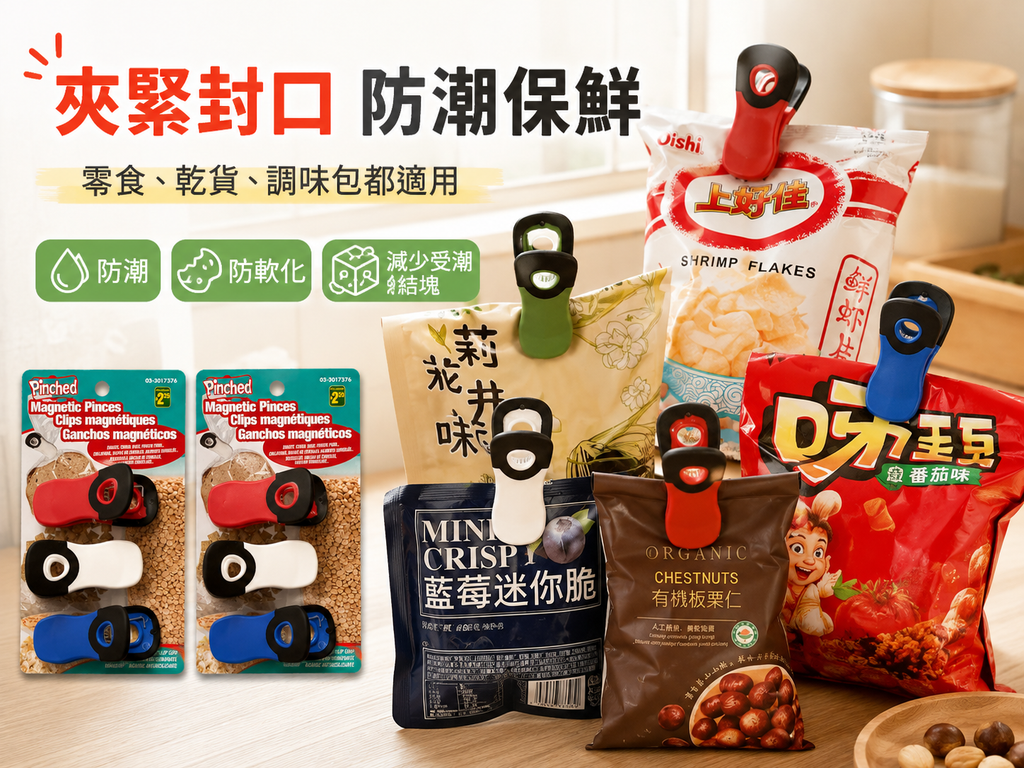 多功能磁吸夾( 三個)│零食密封冰箱夾│辦公文具照片夾│多場景萬用夾