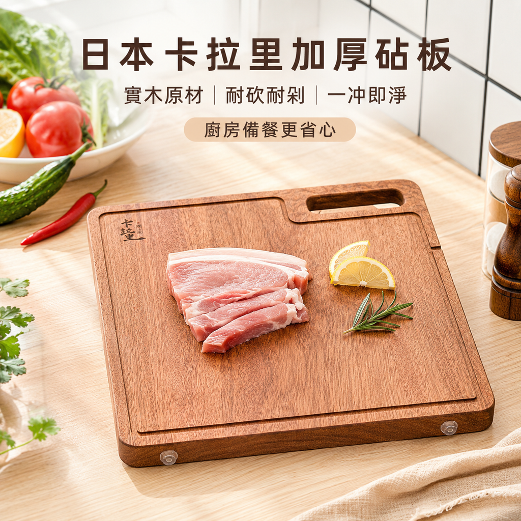 日本卡拉里加厚砧板│雙面廚房家用切菜板│抗菌防黴烏檀木菜板
