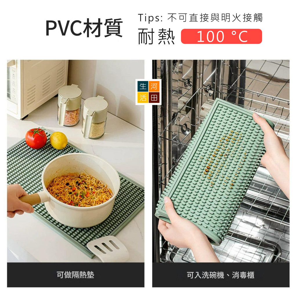 藥丸型吧枱墊(綠豆色│8x60cm)│防滑墊│瀝水隔熱│杯子濾水墊│餐桌耐高溫隔熱墊