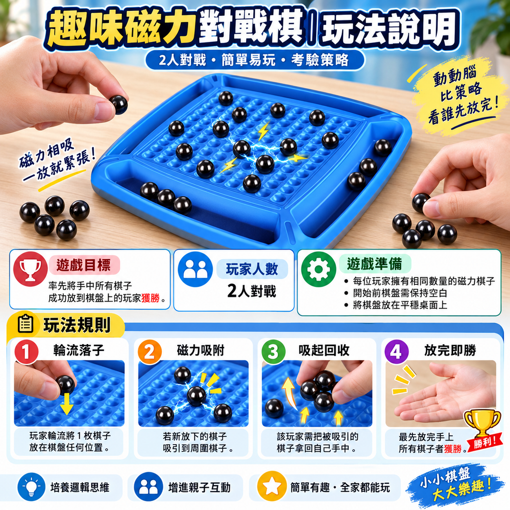 趣味磁力對戰棋│親子互動玩桌遊