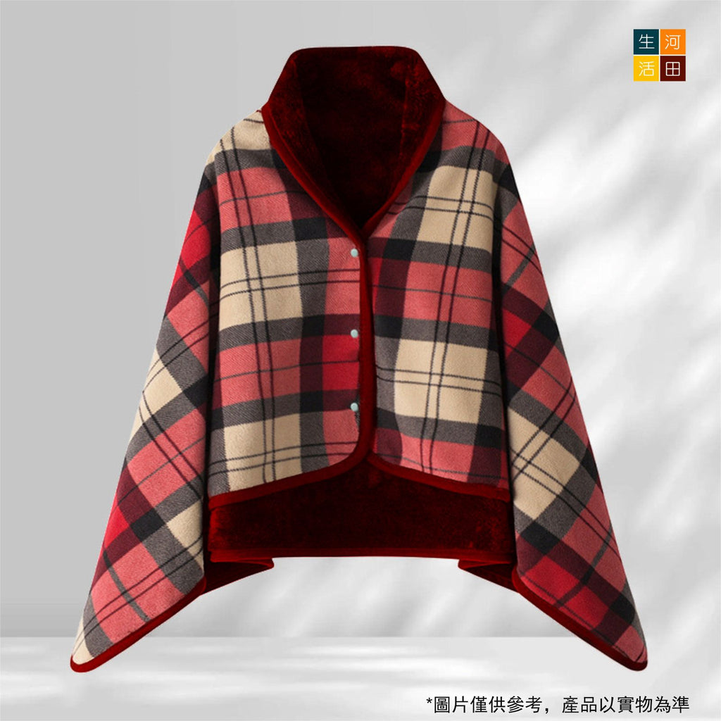 辦公室午休毯搖粒絨披肩(紅格子)(80cm *130cm)│午睡毯│多用途毛毯│冬季厚款保暖