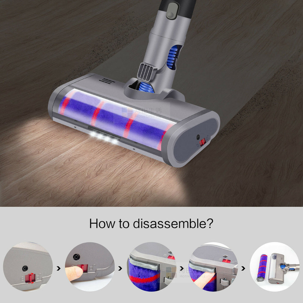 Dyson V6 trigger DC61 DC62 DC5859 DC74吸塵機副廠代用轉動吸塵刷頭 (A接駁頭) 軟絨毛滾筒吸頭-大 — 產品詳圖
