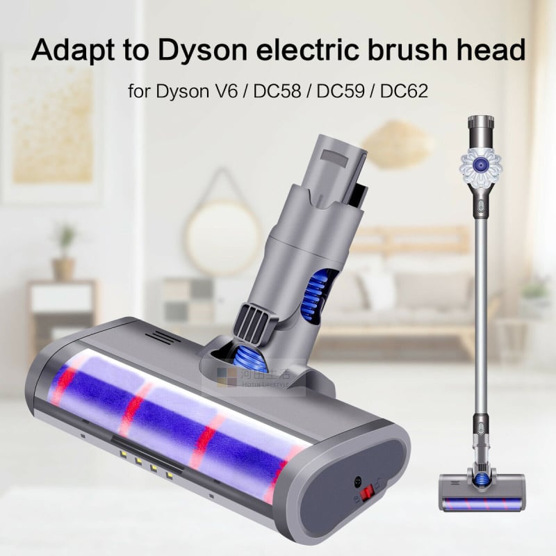 Dyson V6 trigger DC61 DC62 DC5859 DC74吸塵機副廠代用轉動吸塵刷頭 (A接駁頭) 軟絨毛滾筒吸頭-大