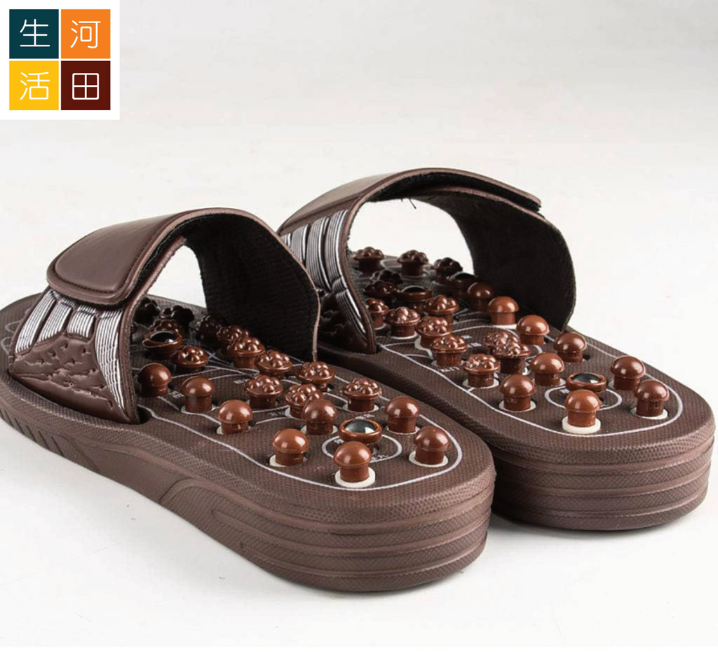 穴位按摩拖鞋 | 腳底按摩穴位刺激 旋轉圓點設計 | 促進血液循環 緩解疲勞 保健養生