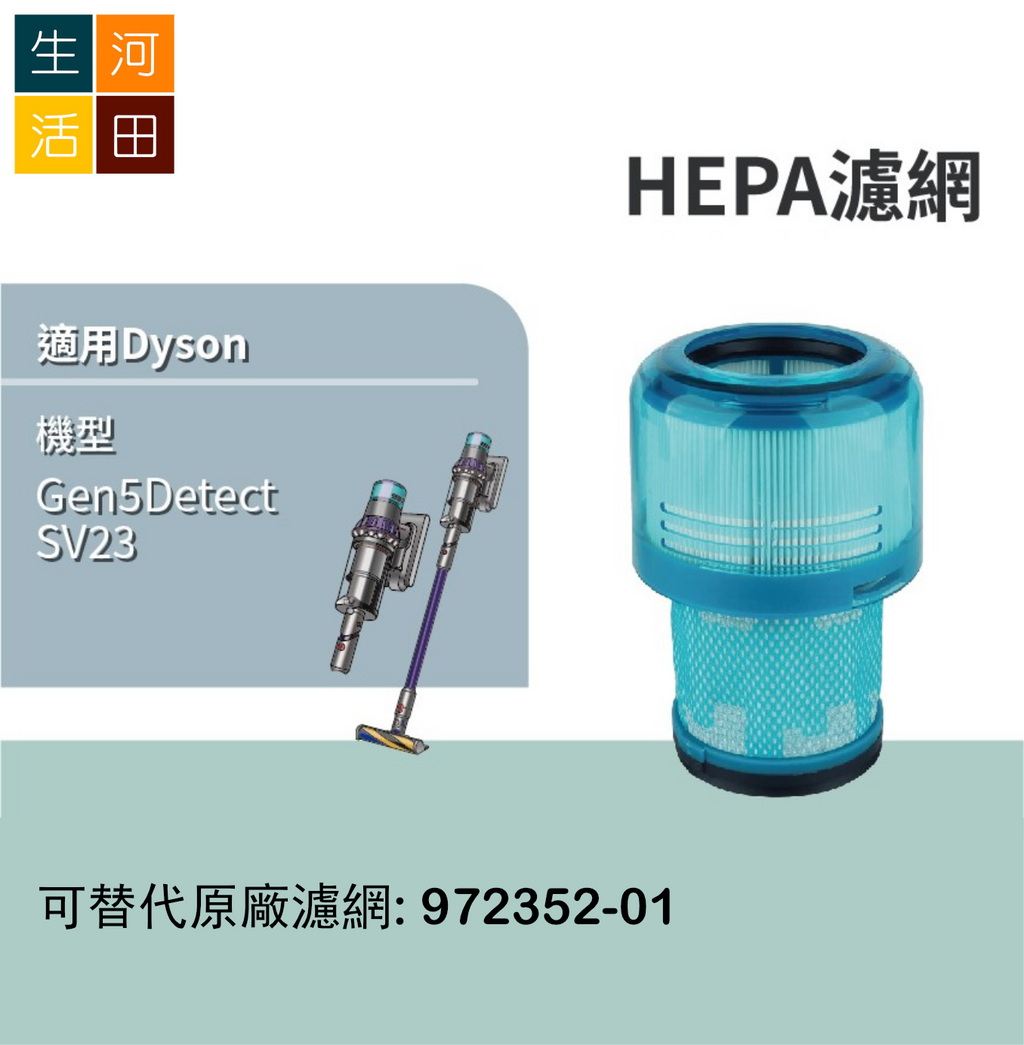 Dyson Gen5 Detect Absolute SV23無線吸塵機後置HEPA 代用濾網濾芯(取代972352-01)
