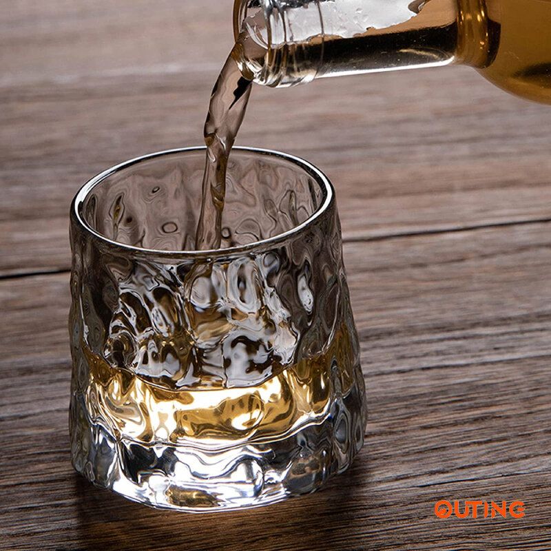 日本威士忌酒杯(150ml 冰面)|水晶線條設計酒杯 |底部球形突起杯子