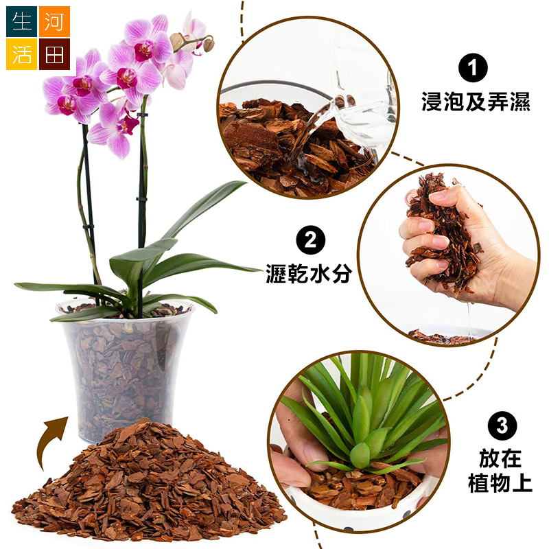 園藝種植 發酵松樹皮 松鱗 蘭花盆栽泥土壤介質 3mm-6mm 5L