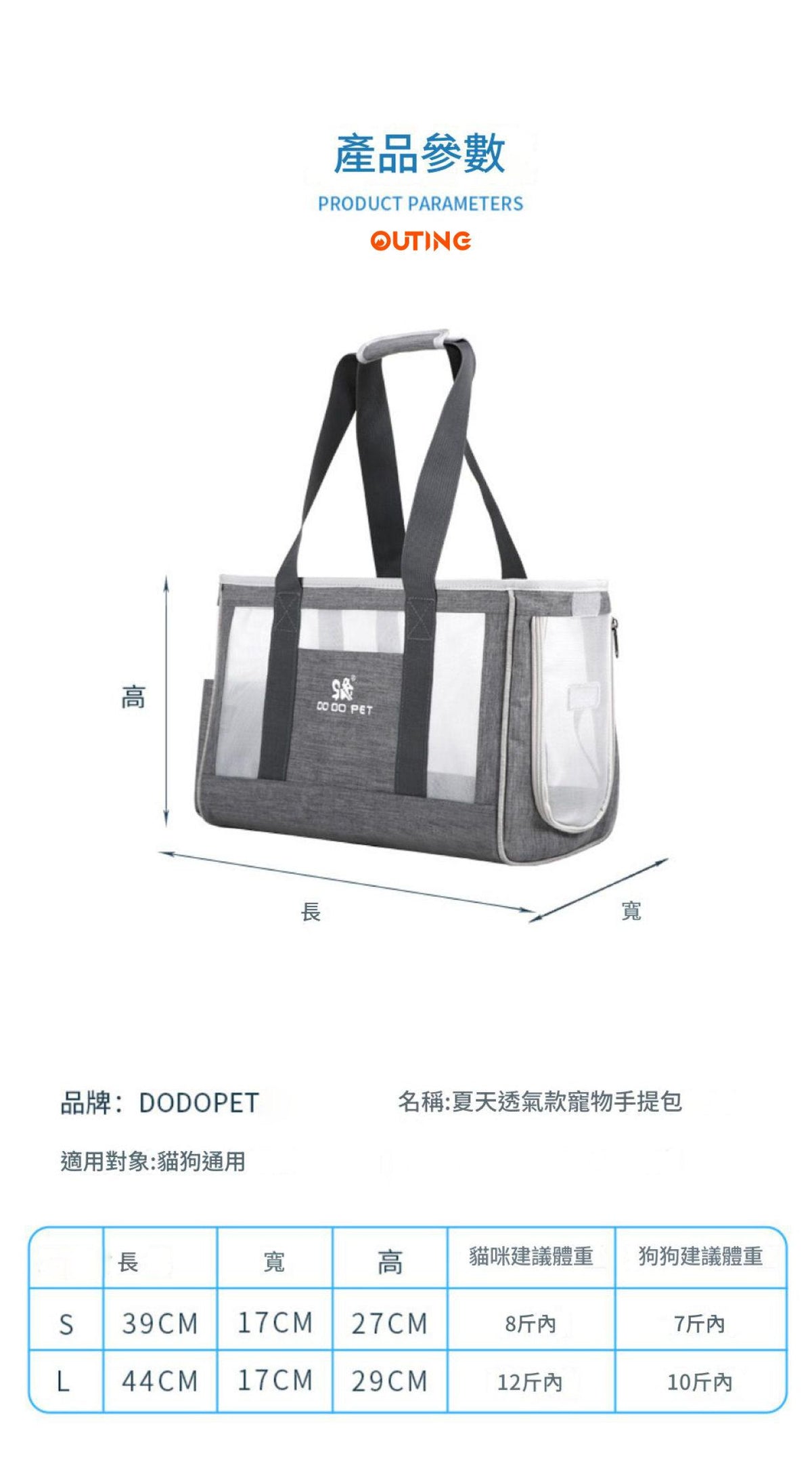 寵物手提包(細碼)│外出便攜│斜挎手提包│貓狗同行背包│透氣大容量│洗貓袋