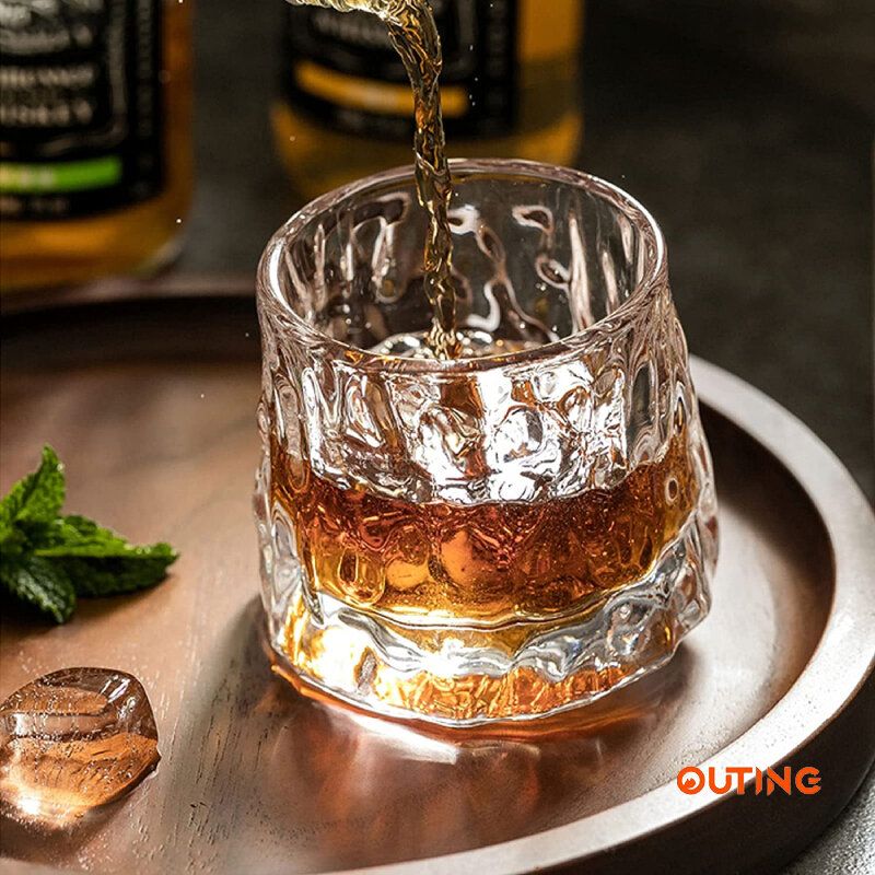 日本威士忌酒杯(150ml 冰面)|水晶線條設計酒杯 |底部球形突起杯子