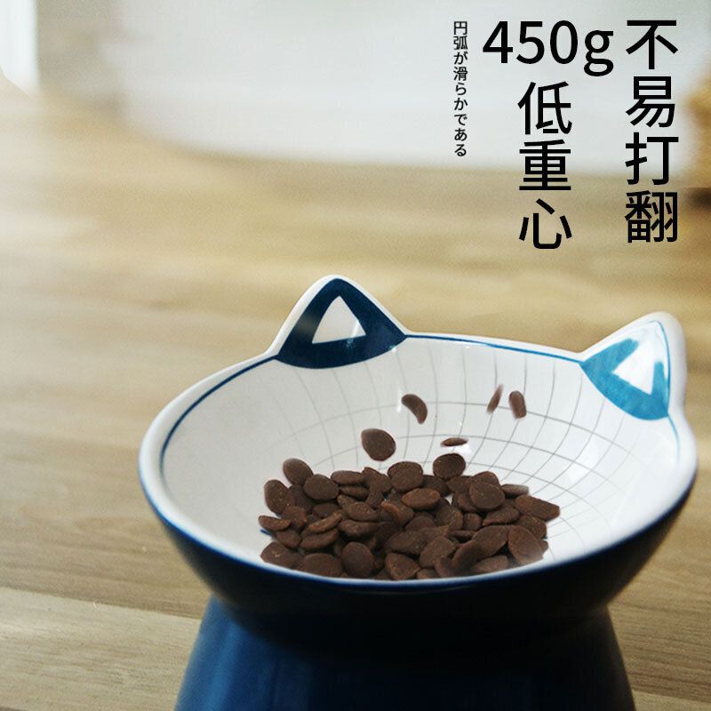 和風陶瓷貓碗 (一個入)│平口飲水碗│高腳貓碗│防打翻│護頸椎