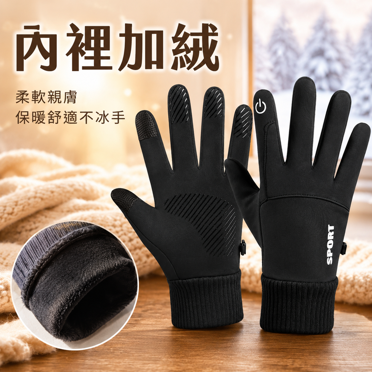 冬季手套手機觸屏|防水|跑步單車|旅游滑雪内置絨面設計|一對