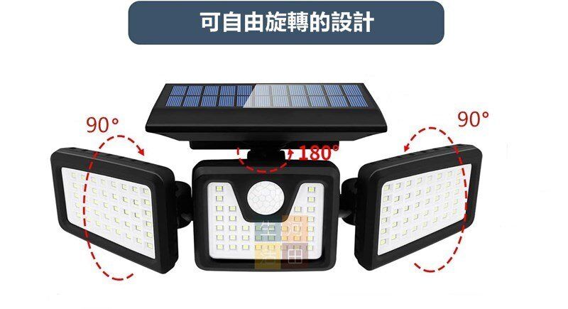 太陽能防水LED感應燈 |戶外人體智能感應庭院燈 |戶外三頭LED燈