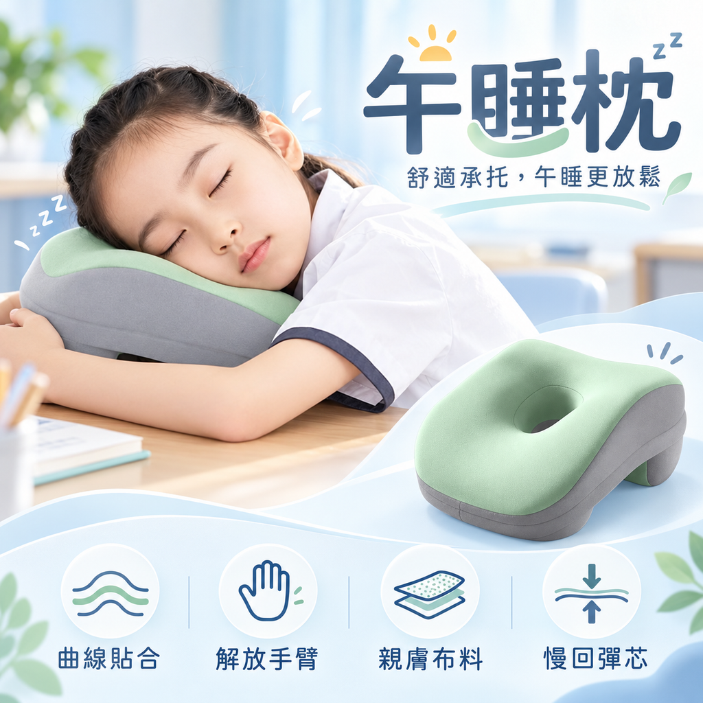 午睡枕│趴睡枕│書桌枕頭│兒童趴趴枕│一枕多用│輕巧便攜枕