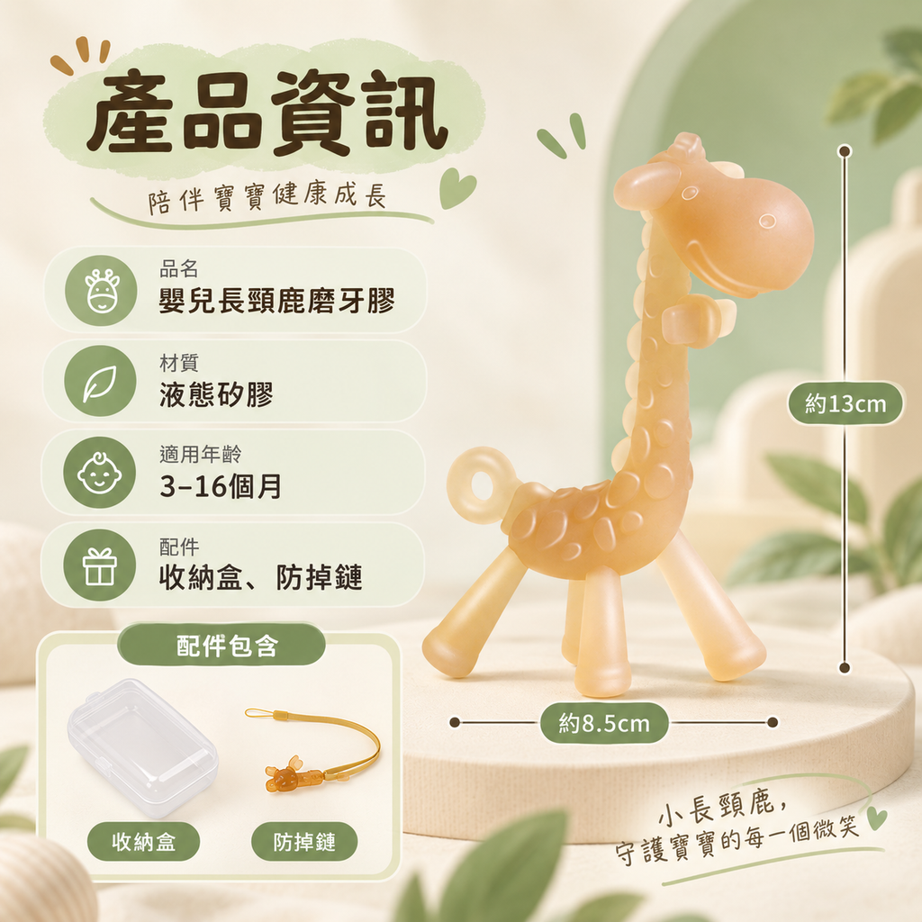 嬰兒長頸鹿磨牙棒│液態矽膠牙膠│食品級寶寶防吃手咬膠│安撫玩具