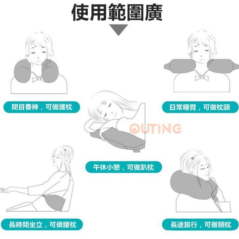 連帽子U型枕 (灰色)/全棉護頸枕連帽子/帶帽頸椎枕/午休連帽枕頭/旅行飛機睡枕