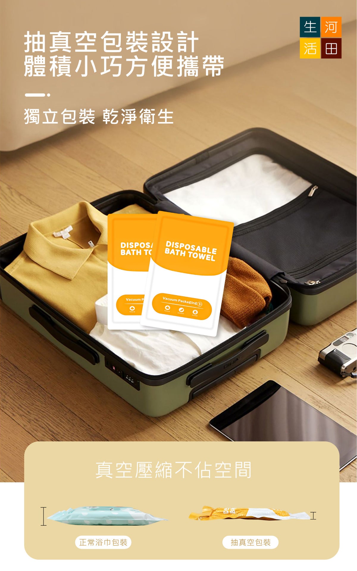 加厚一次性浴巾│真空獨立包裝純棉浴巾│便攜旅行洗澡巾│用完即棄