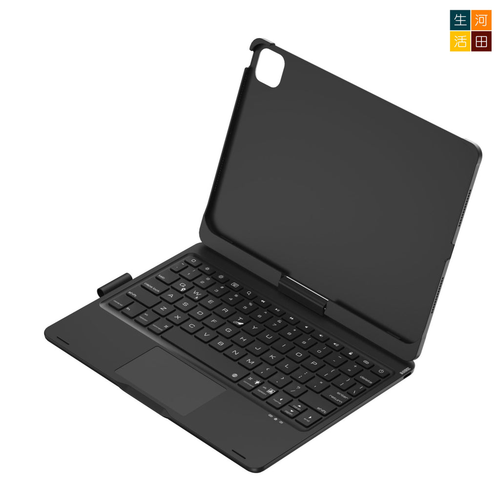 iPad Pro 7/8th 2025 2025 24 11 旋轉鍵盤保護套(黑色) A3357 A3358 A3359 A2836 A2837 A3006觸控板 7色背光 — 產品詳圖
