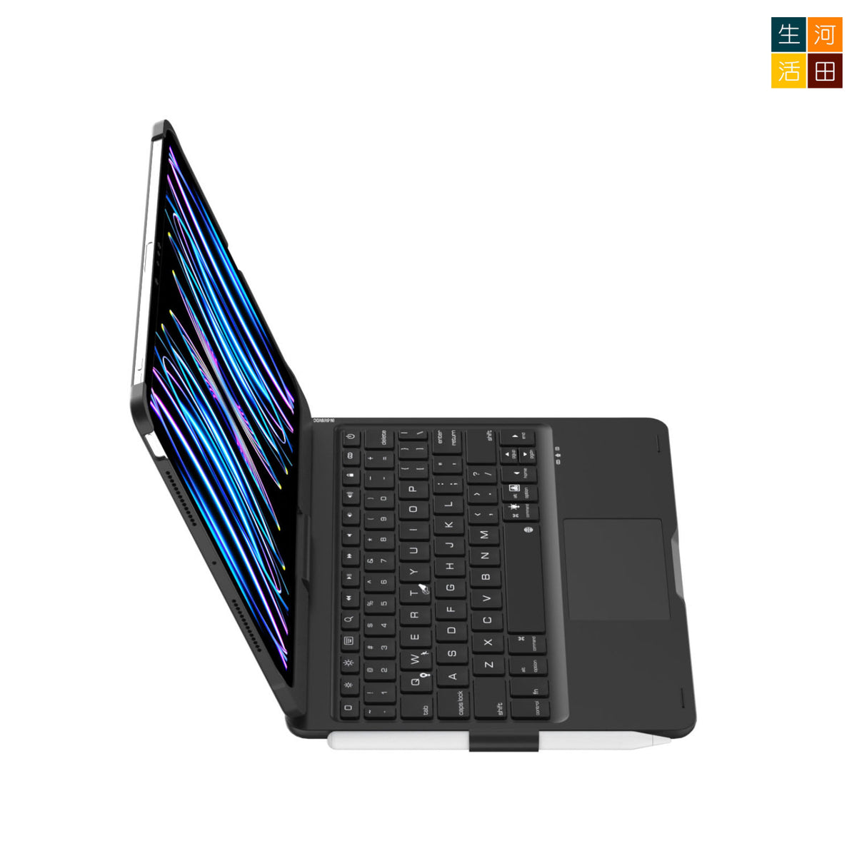 iPad Pro 7/8th 2025 2025 24 11 旋轉鍵盤保護套(黑色) A3357 A3358 A3359 A2836 A2837 A3006觸控板 7色背光 — 產品詳圖