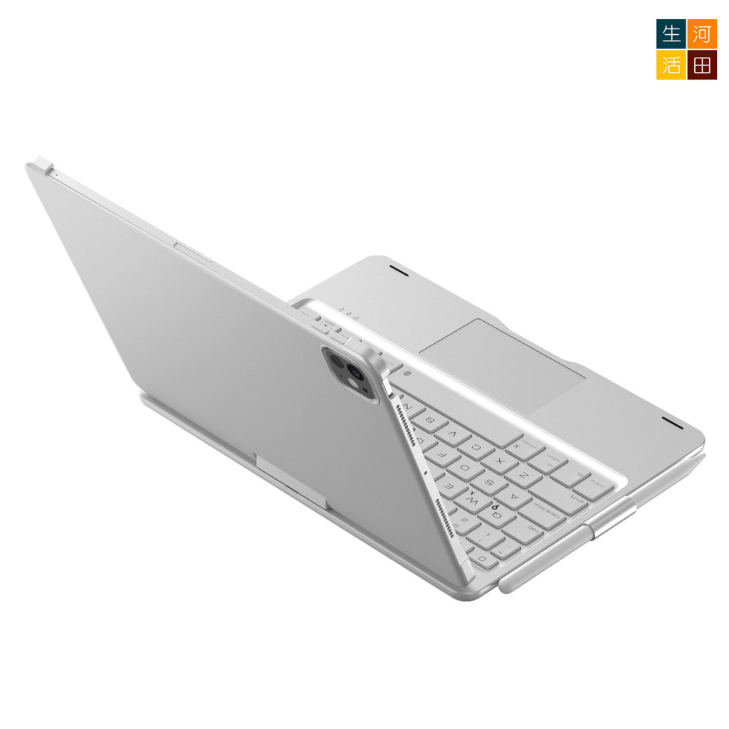iPad Pro 7/8th 2025 2025 24 11 旋轉鍵盤保護套(銀色) A3357 A3358 A3359 A2836 A2837 A3006觸控板 7色背光 — 產品詳圖