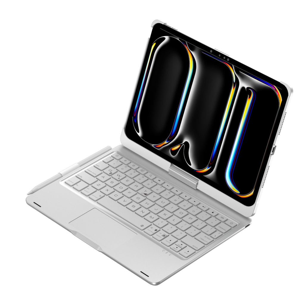 iPad 第11代 A16／iPad Air 第7代 M3 11吋 旋轉鍵盤保護套（銀色）｜觸控板・7色背光 — 產品詳圖