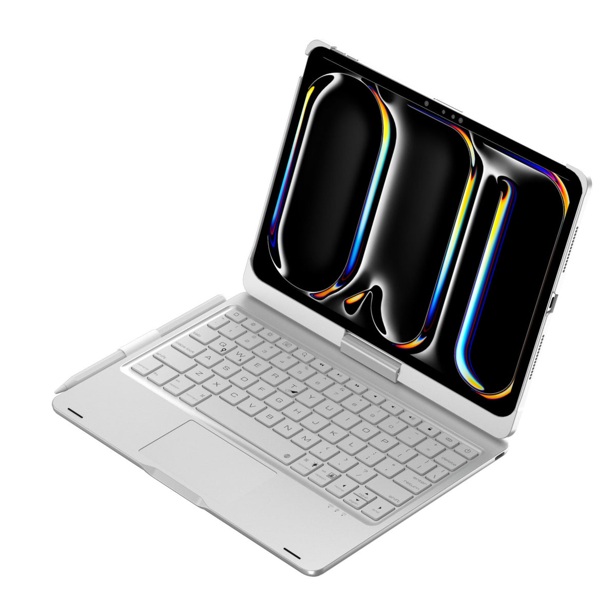 iPad 第11代 A16／iPad Air 第7代 M3 11吋 旋轉鍵盤保護套（銀色）｜觸控板・7色背光 — 產品詳圖