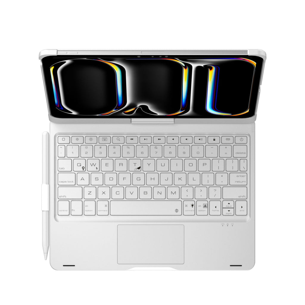 iPad 第11代 A16／iPad Air 第7代 M3 11吋 旋轉鍵盤保護套（銀色）｜觸控板・7色背光 — 產品詳圖