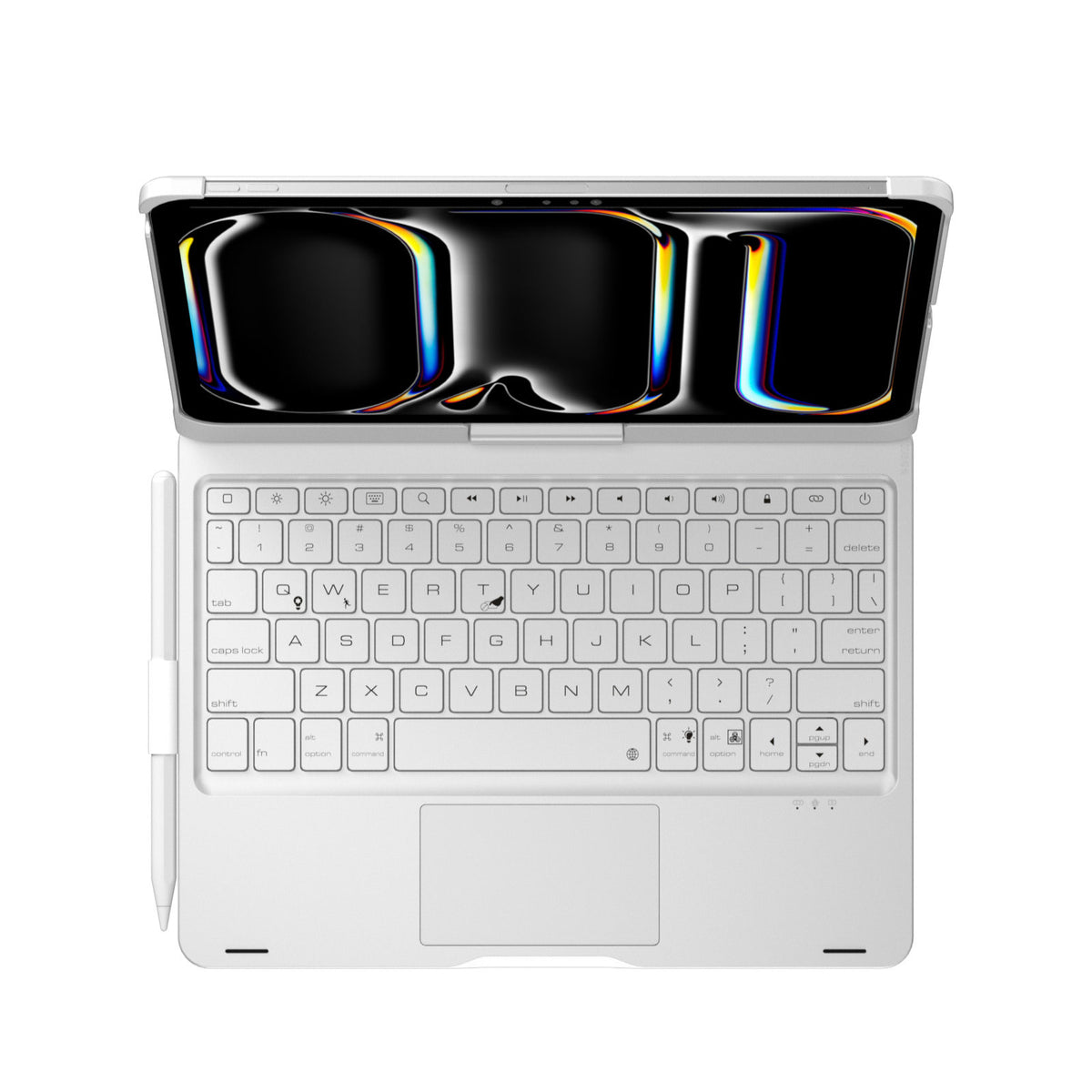 iPad 第11代 A16／iPad Air 第7代 M3 11吋 旋轉鍵盤保護套（銀色）｜觸控板・7色背光 — 產品詳圖