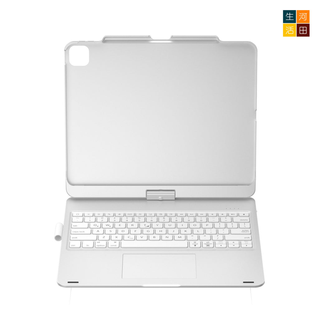 iPad Air/Pro 7&8th 2025 24 13" 旋轉鍵盤保護套(銀色) 觸控板 7色背光 A3268 A2925 A3360 A3269 A2926 A3361無線藍牙 — 產品詳圖