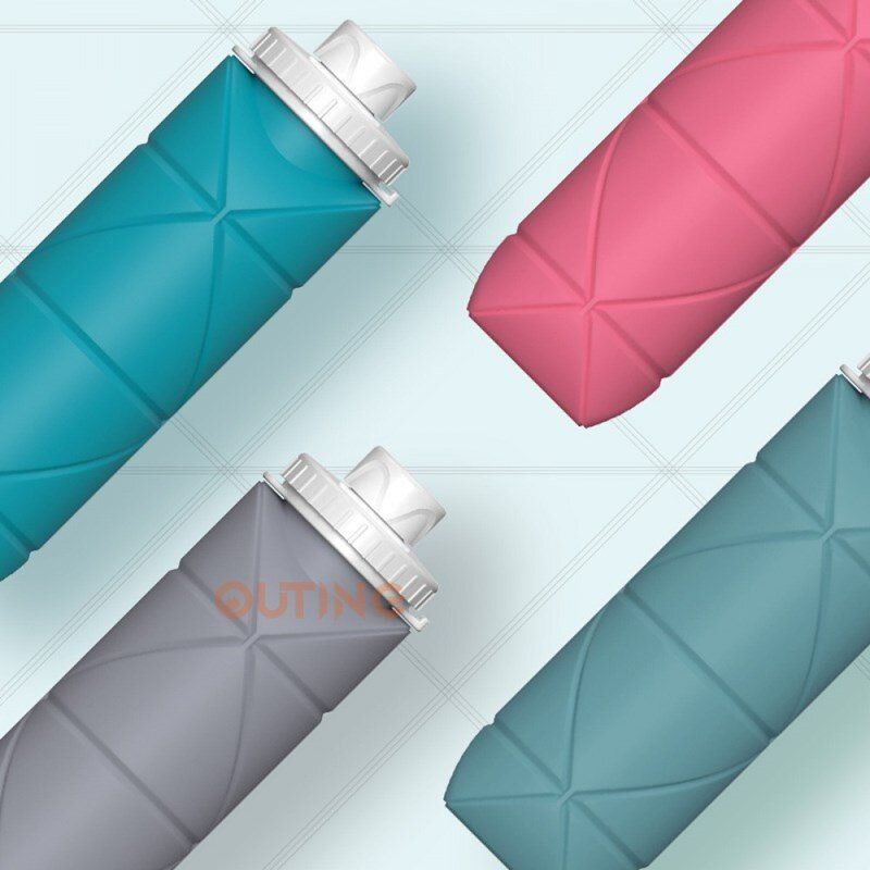 600ml 矽膠摺合式水壺 (桉樹綠)/伸縮摺合式水杯/戶外運動水壺/便攜壓縮旅行騎行水壺/迷你水壺/水樽/水瓶