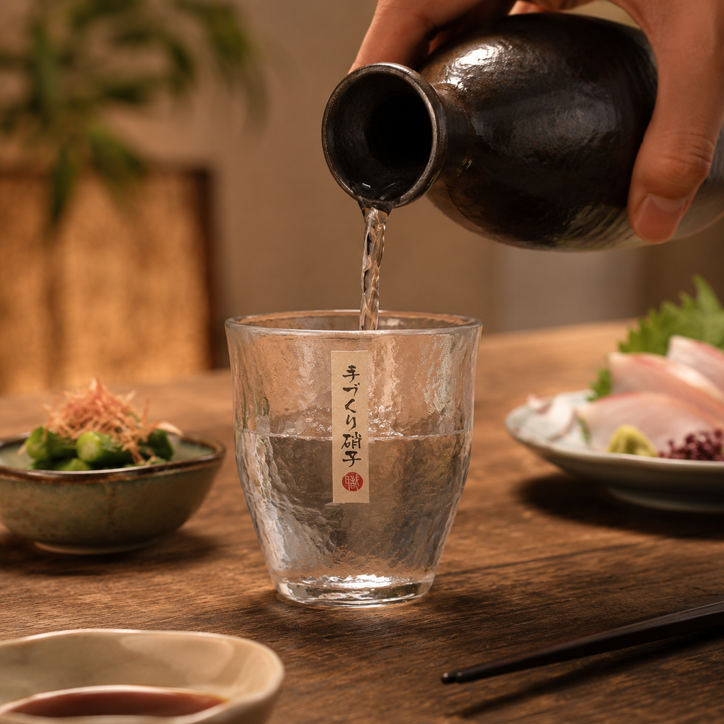 日式和風手作清酒杯(透明 260ml)│日式錘紋啤酒杯│水紋手感玻璃杯