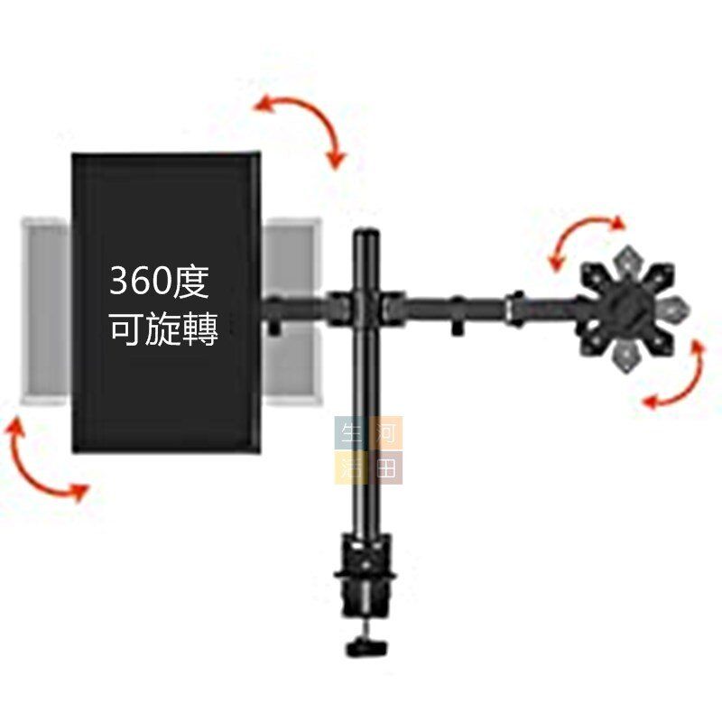 可旋轉雙屏顯示器支架/桌面夾具式電腦顯示器支架/夾檯式10-27寸顯示器支架/雙Mon屏幕顯示器支架/Dual Monitor支架/雙屏芒架(適合繪圖炒股炒外匯)