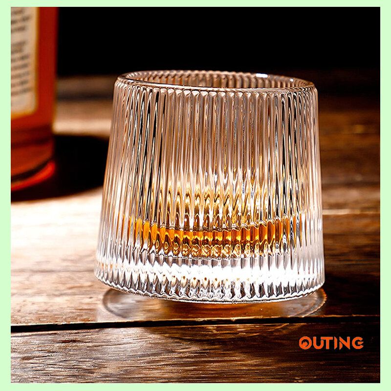 日本威士忌酒杯(150ml 垂直線) |水晶線條設計酒杯 |底部球形突起杯子