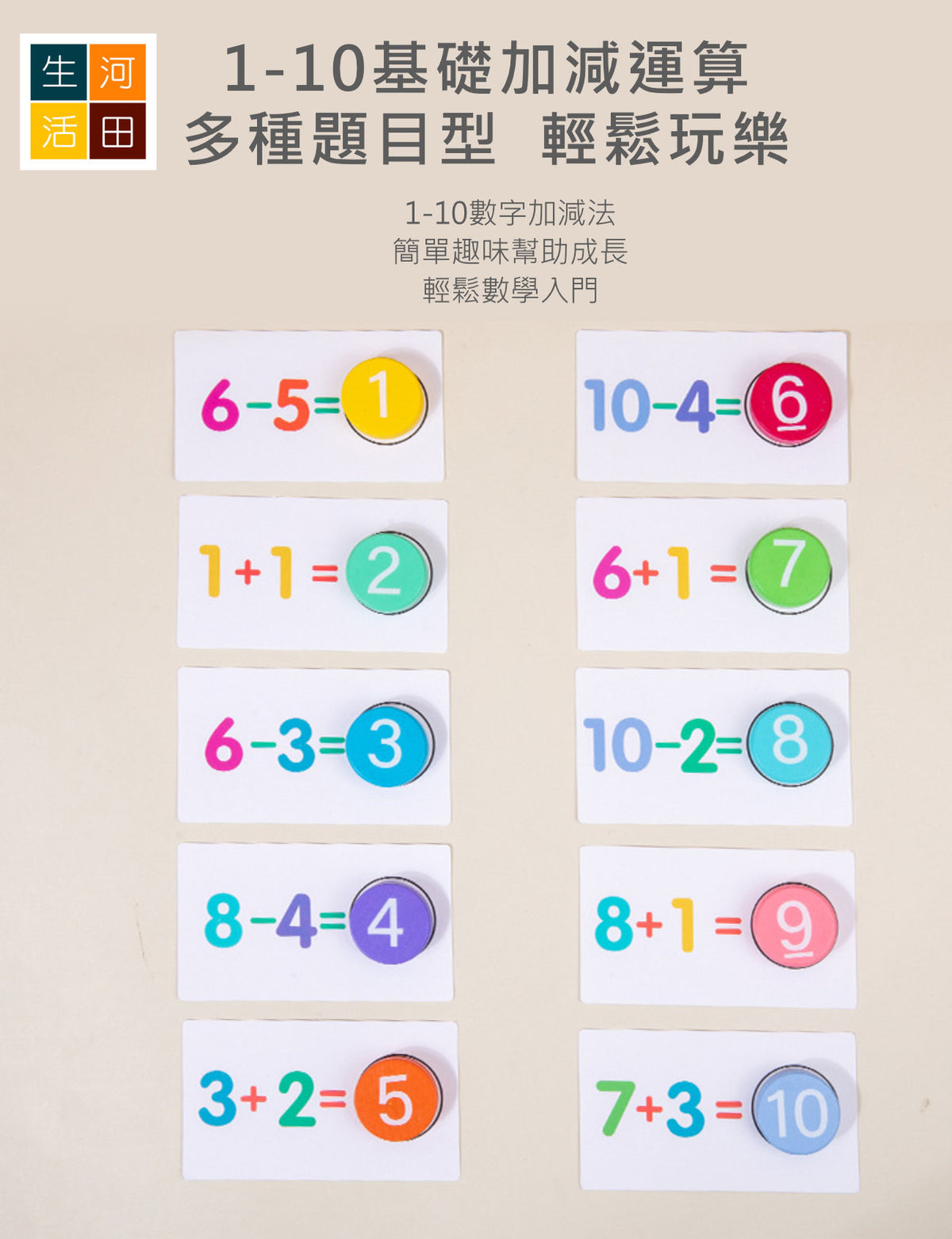 兒童木製加減認知玩具|寶寶數字1-10基礎木塊|幼兒數學運算教具 — 產品詳圖