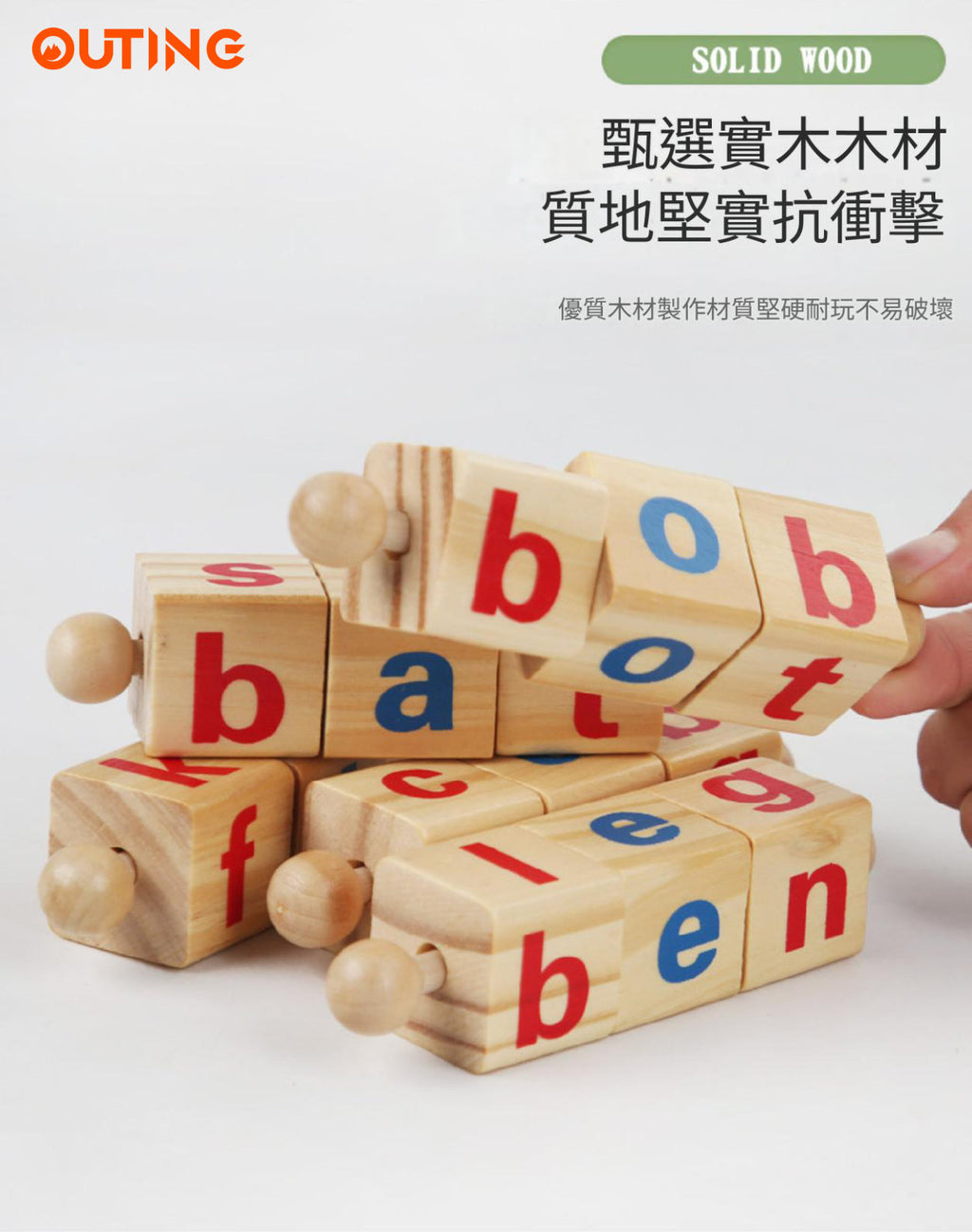 幼兒啟蒙木製拼字積木│兒童拼字樂│字母拼裝玩具│啟蒙學習字母套裝 — 產品詳圖