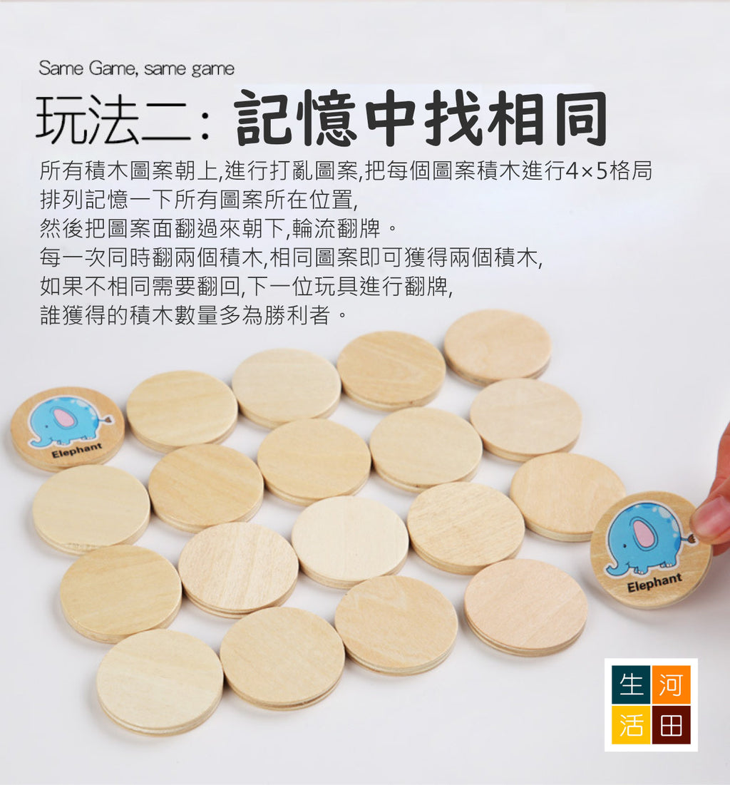 找相同記憶遊戲(森林動物)|幼兒早教玩具|益智卡通思維記憶棋|專注力訓練|記憶力訓練|木質教具 — 產品詳圖