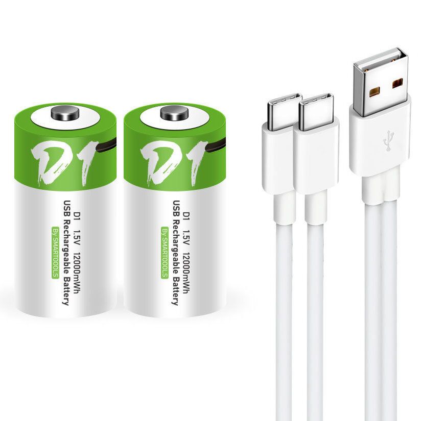2x Type-C USB 插頭 D型 LR20 充電池 套裝 1.5V Li-ion 12000mWh