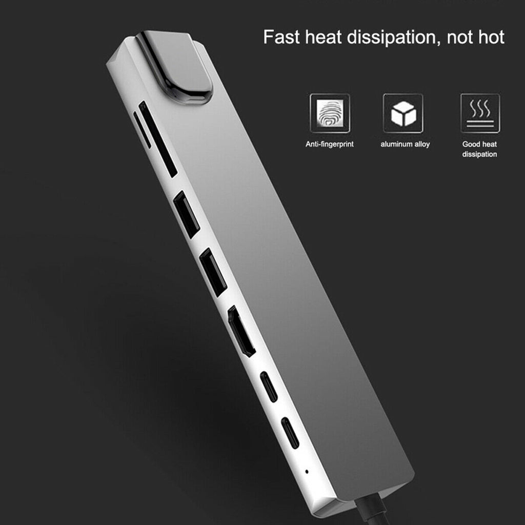 USB type C 8 in1 4K RJ45 HDMI USB 3.0 擴展器 Hub 讀卡器 適用於 Macbook Matepad Surface Pro 6 7 — 產品詳圖