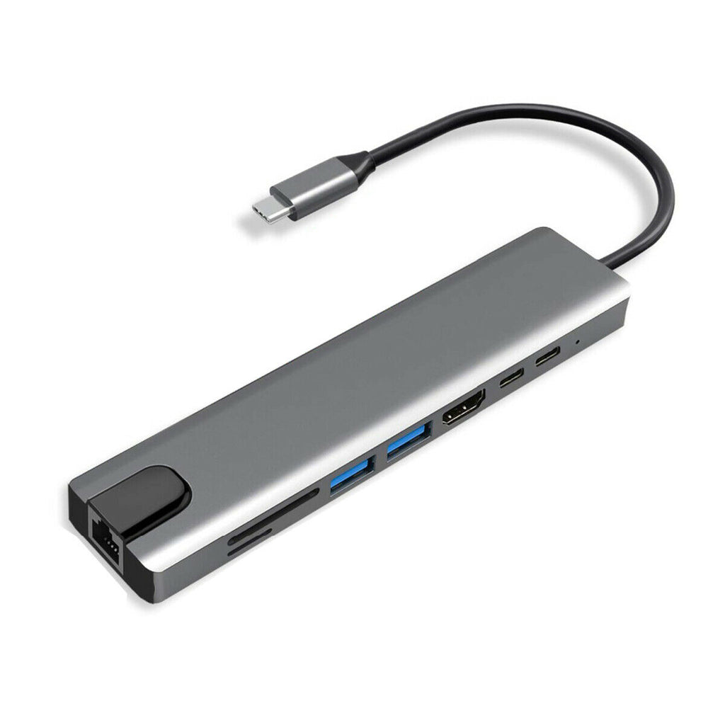 USB type C 8 in1 4K RJ45 HDMI USB 3.0 擴展器 Hub 讀卡器 適用於 Macbook Matepad Surface Pro 6 7 — 產品詳圖