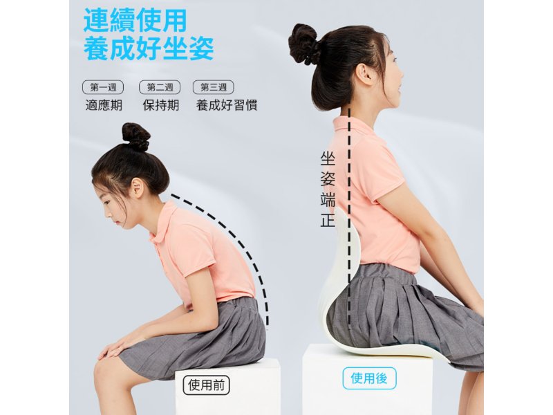 防駝背腰坐墊Upright Seat(灰色)|辦公室OL美臀3D矯正姿態護背墊|細碼成人兒童矯姿人體工學腰墊