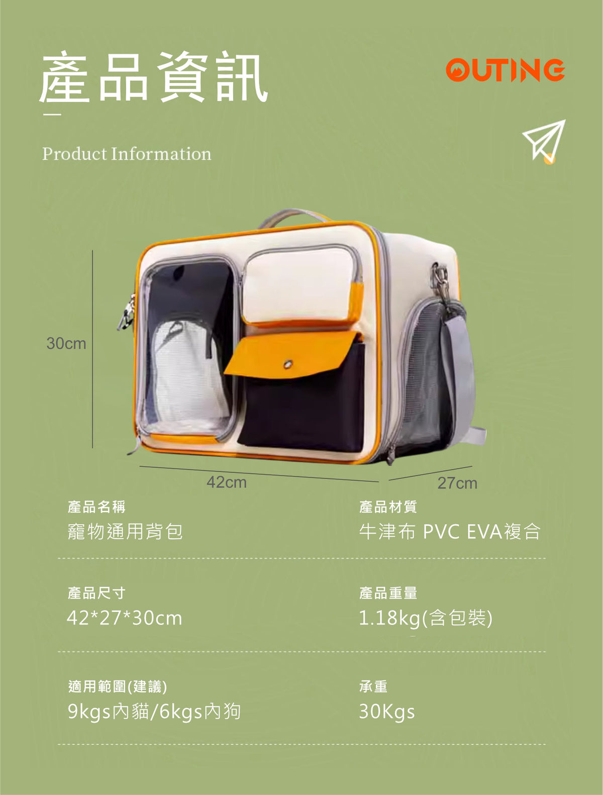 竉物外出袋│貓包寵物拉桿箱│便攜貓咪行李箱│貓狗同行旅行背包 — 產品詳圖