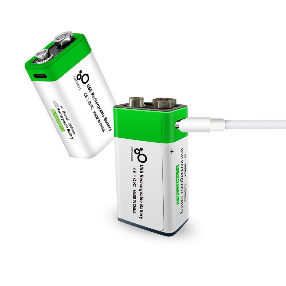 9V充電池 2件裝 Type-C USB 插頭套裝 Li-ion 650mAh